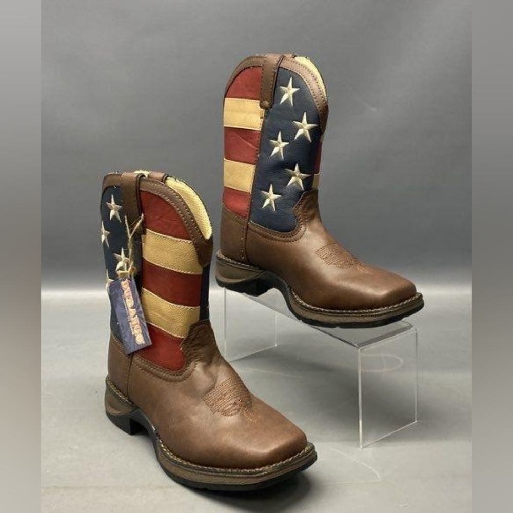 NWT Durango Kids 8" Brown Ametican Cow Boy Western Boots Size 4M - Picture 13 of 14